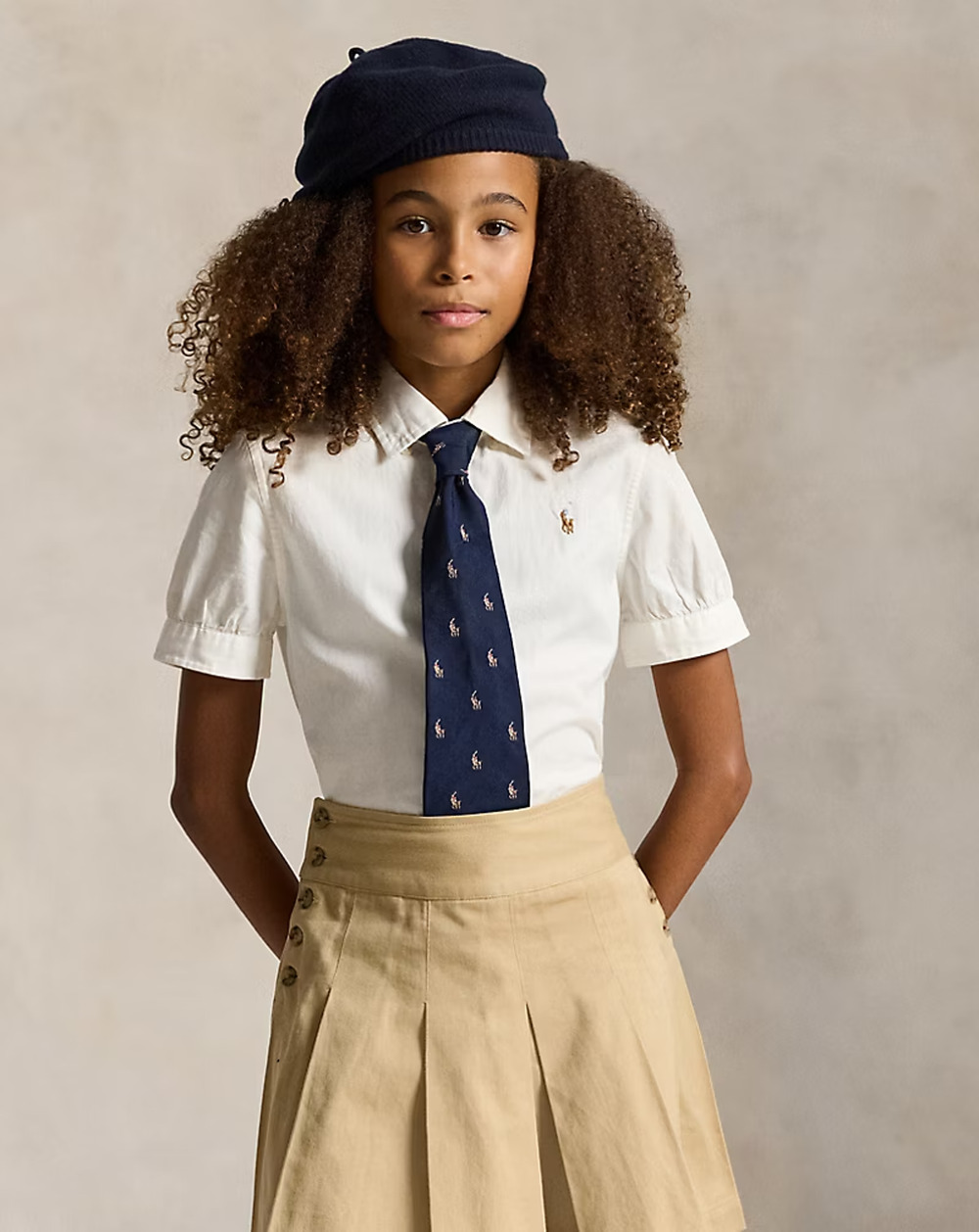 Ralph Lauren Preppy Girls' Short Sleeve Cotton White Oxford Shirt Sz 14